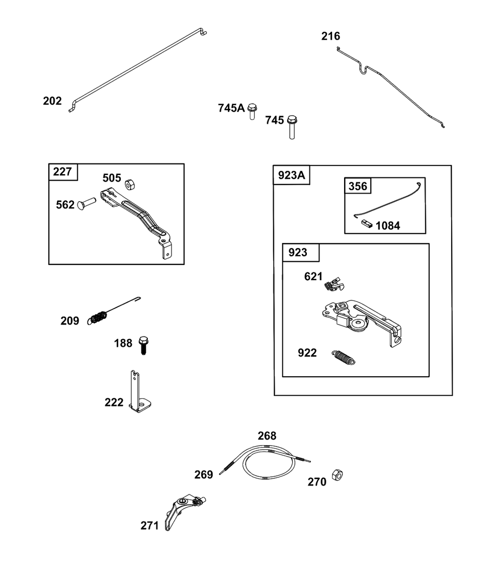 Controls Group Diagram and Parts List for 9P702-0061-H5  Briggs and Stratton Engine